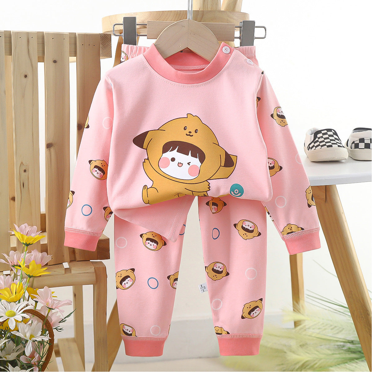 Children's Suit Pure Cotton Long Johns Top & Bottom Baby Clothes Warm