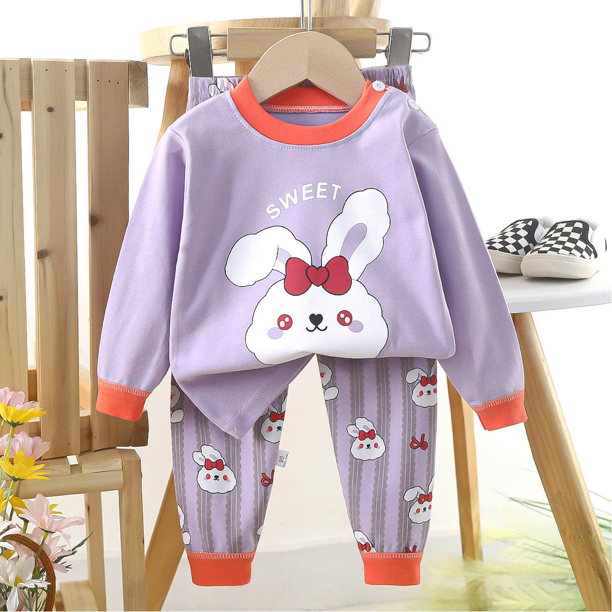 Children's Suit Pure Cotton Long Johns Top & Bottom Baby Clothes Warm