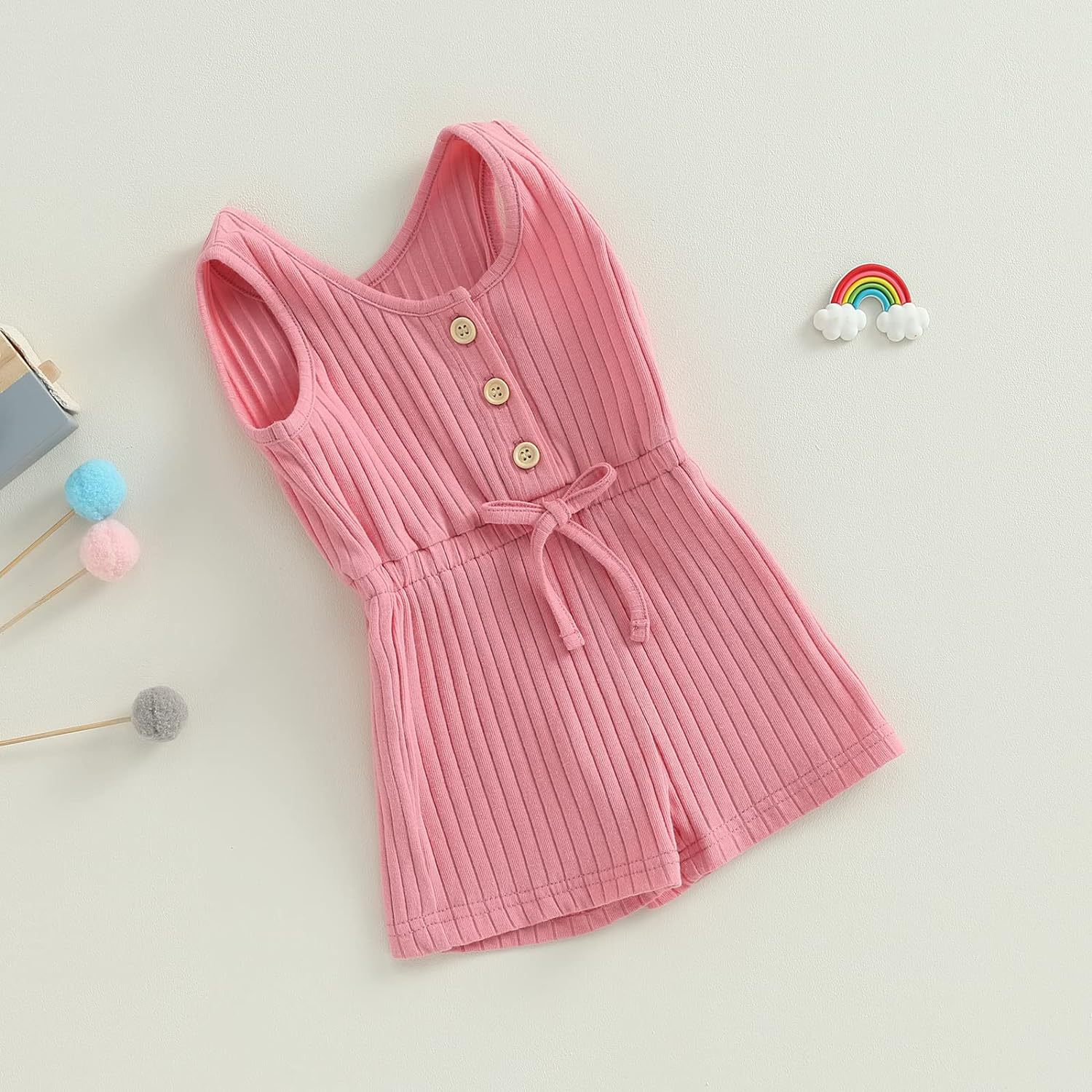 Infant Baby Boy Girl Ribbed Sunken Stripe Jumpsuit Bodysuit