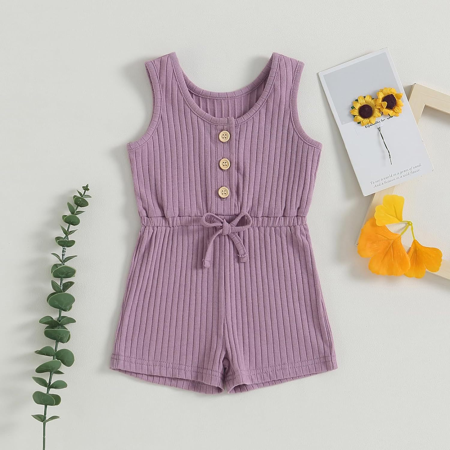 Infant Baby Boy Girl Ribbed Sunken Stripe Jumpsuit Bodysuit
