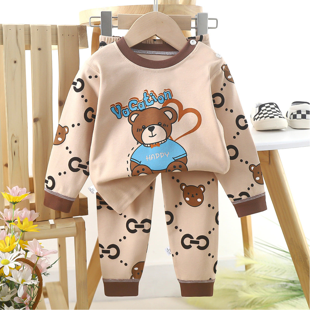 Children's Suit Pure Cotton Long Johns Top & Bottom Baby Clothes Warm
