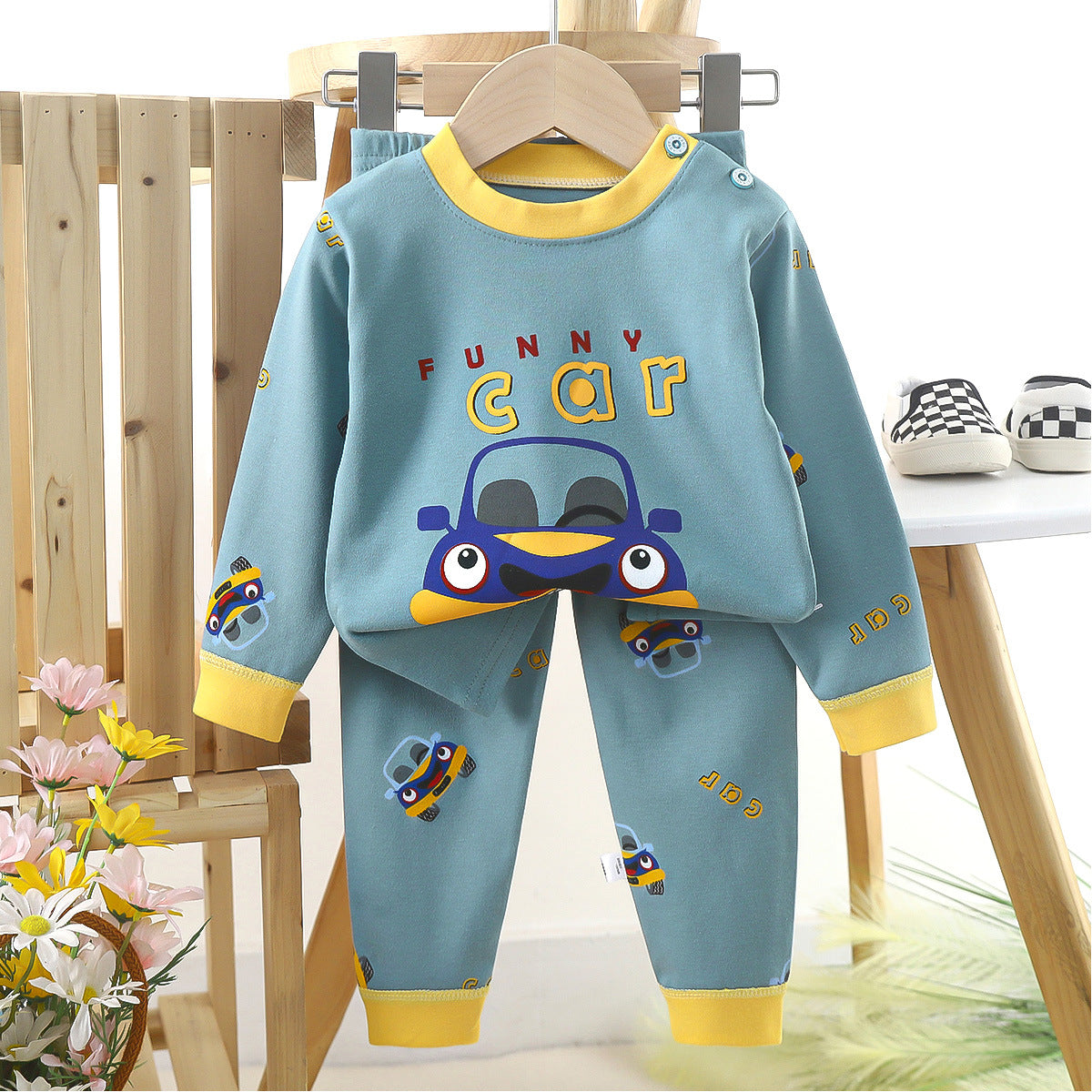 Children's Suit Pure Cotton Long Johns Top & Bottom Baby Clothes Warm