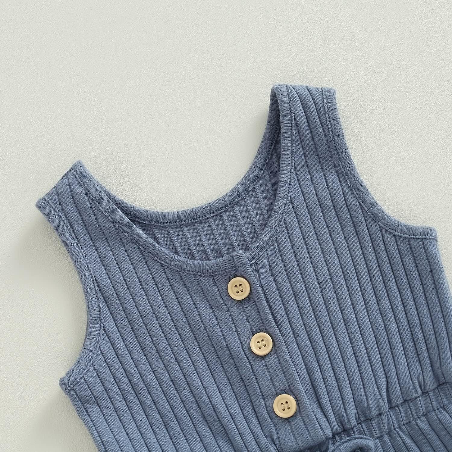 Infant Baby Boy Girl Ribbed Sunken Stripe Jumpsuit Bodysuit