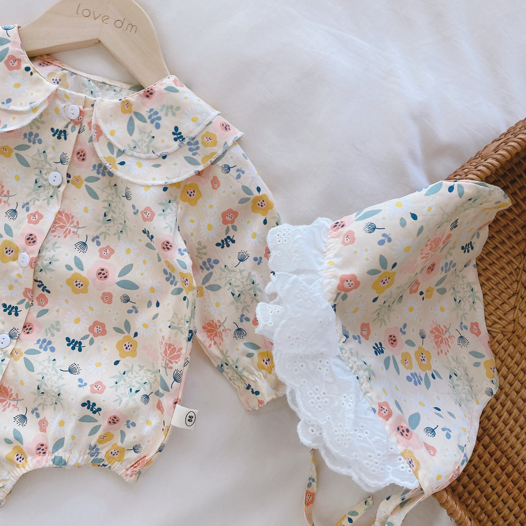 Baby Girl Korean Style Lotus Leaf Collar Jumpsuit