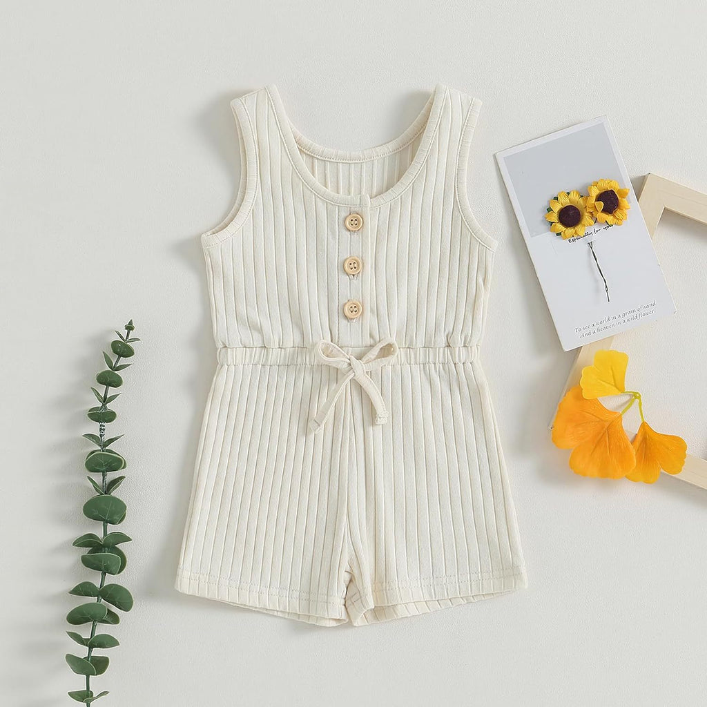 Infant Baby Boy Girl Ribbed Sunken Stripe Jumpsuit Bodysuit