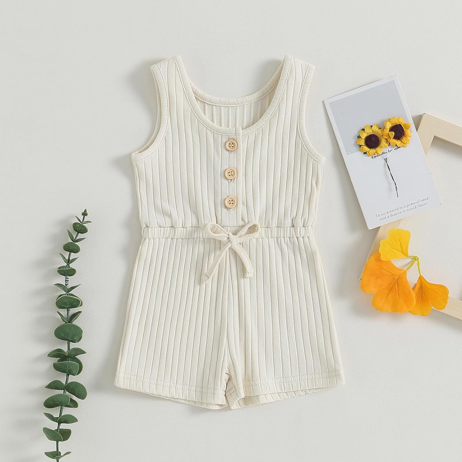Infant Baby Boy Girl Ribbed Sunken Stripe Jumpsuit Bodysuit