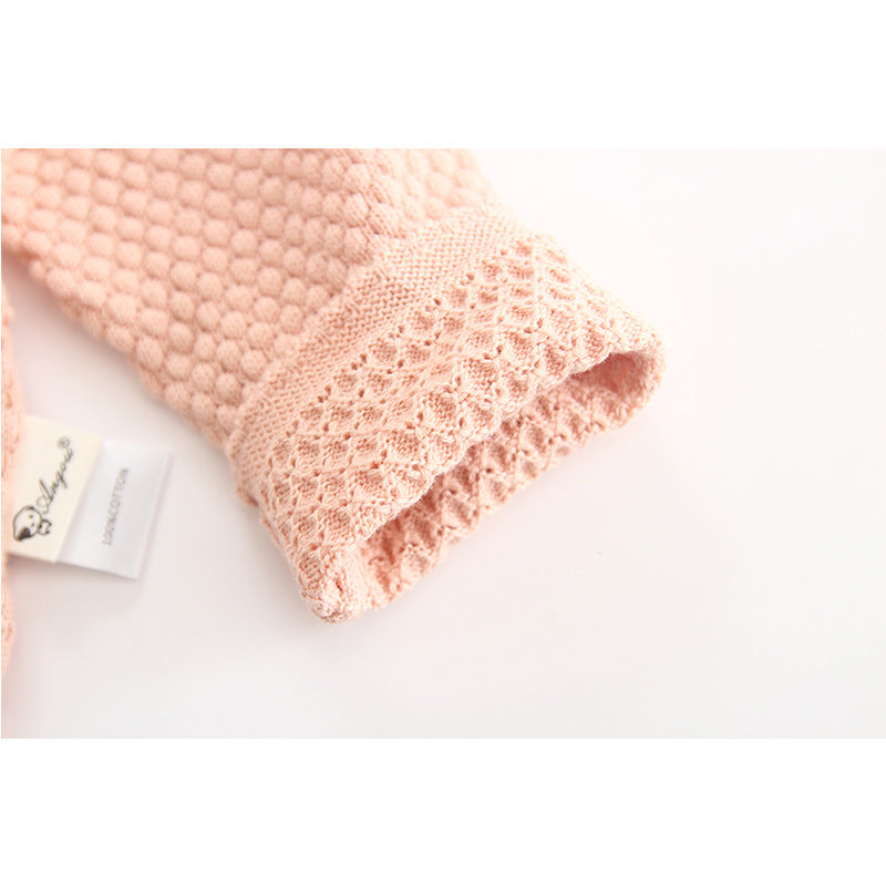 Baby Girl Baby Knitted Suit Embroidered Lotus Leaf Collar Top
