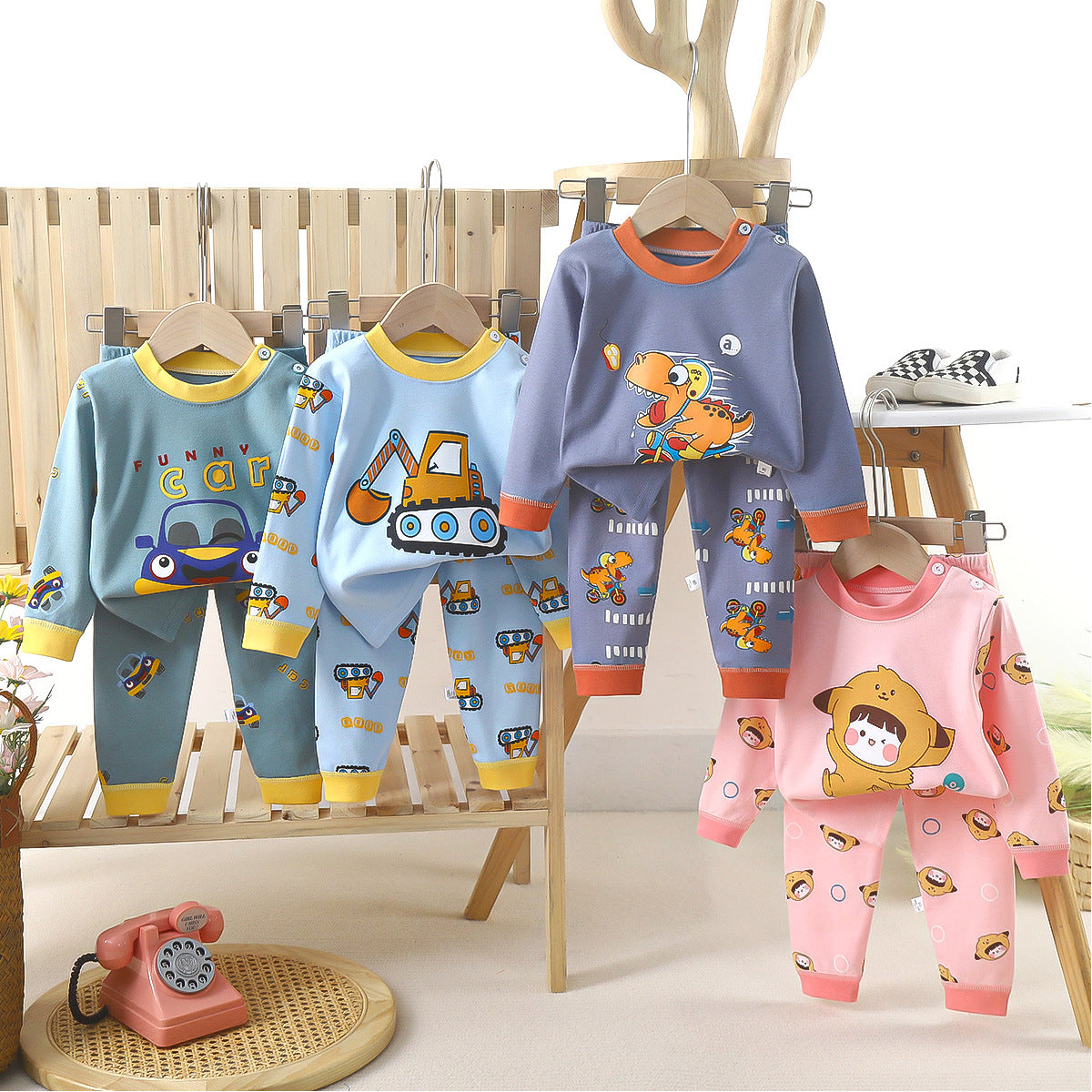 Children's Suit Pure Cotton Long Johns Top & Bottom Baby Clothes Warm
