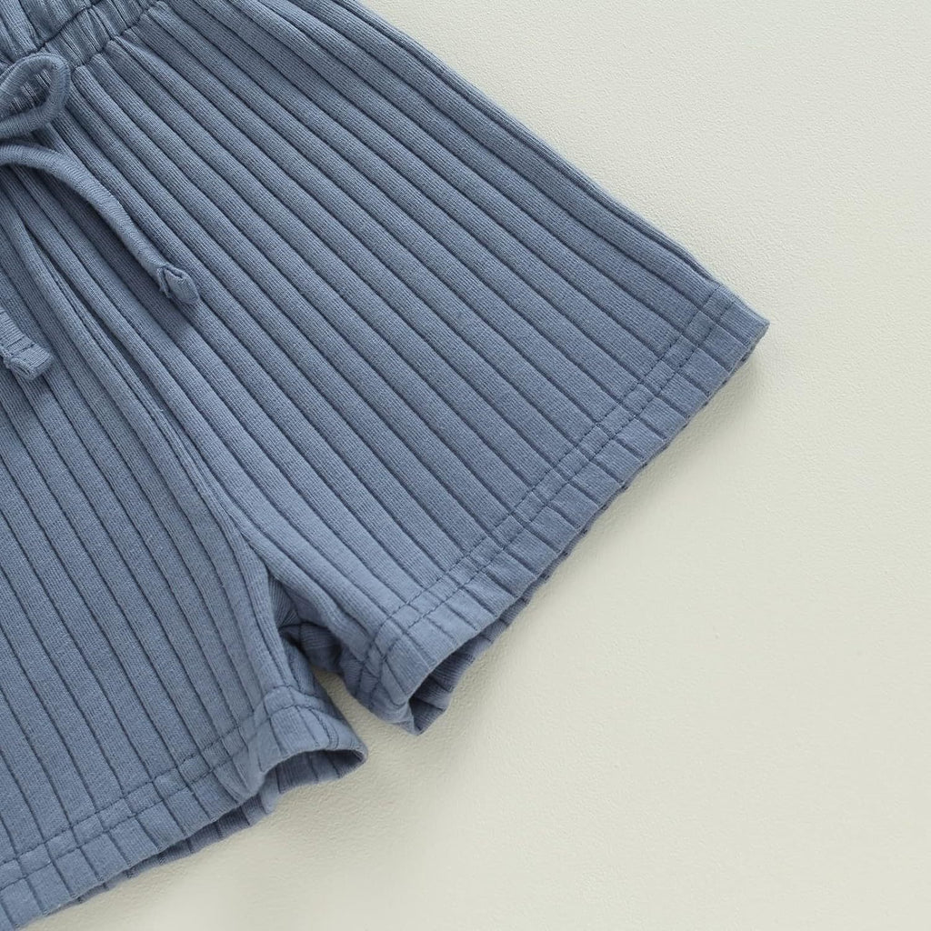 Infant Baby Boy Girl Ribbed Sunken Stripe Jumpsuit Bodysuit