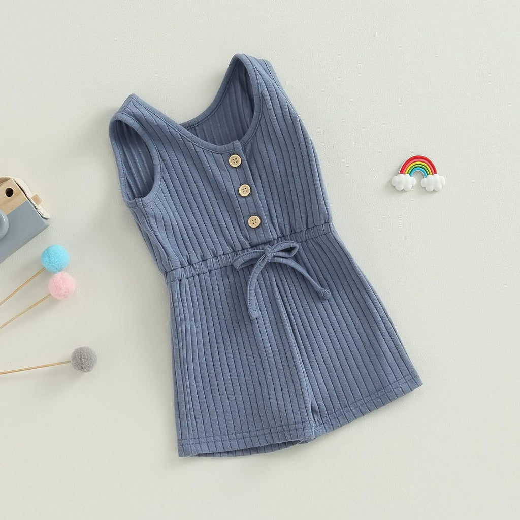 Infant Baby Boy Girl Ribbed Sunken Stripe Jumpsuit Bodysuit
