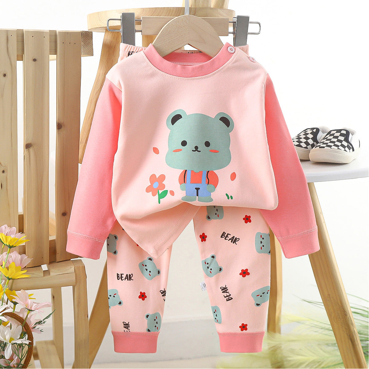 Children's Suit Pure Cotton Long Johns Top & Bottom Baby Clothes Warm