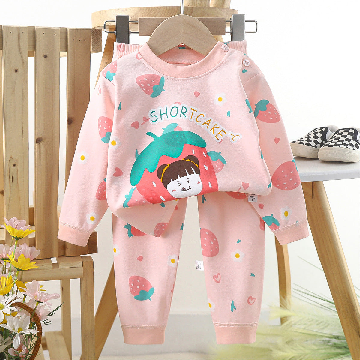 Children's Suit Pure Cotton Long Johns Top & Bottom Baby Clothes Warm