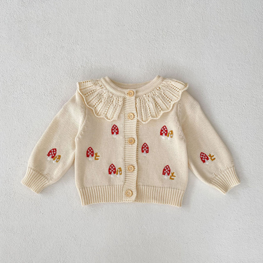 Autumn Clothing Infants Baby Embroidered Lotus Leaf Collar Knitting Suit