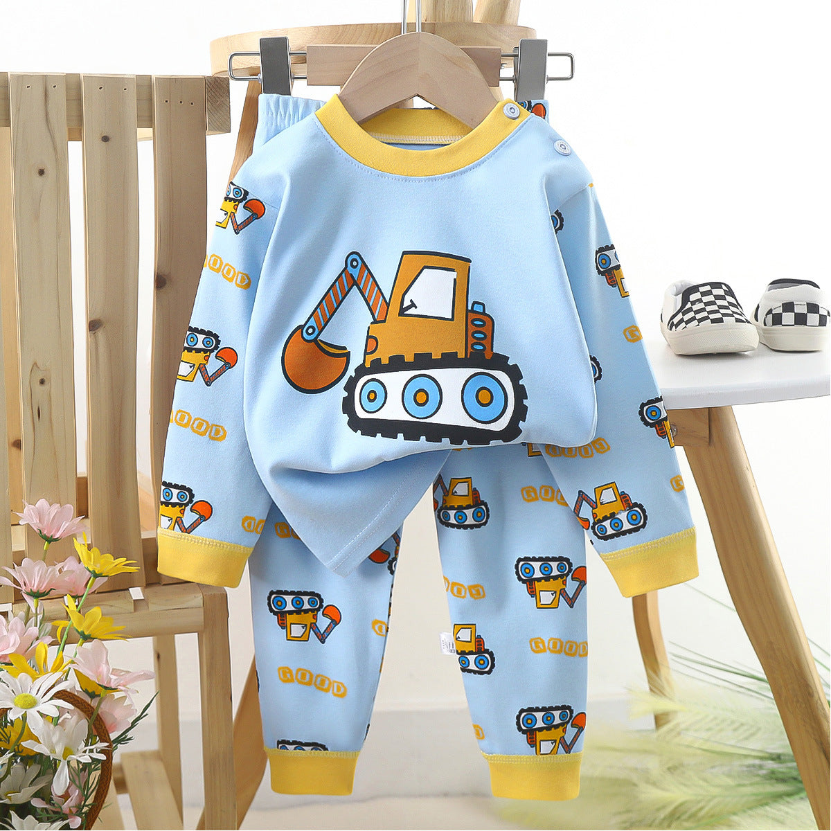 Children's Suit Pure Cotton Long Johns Top & Bottom Baby Clothes Warm