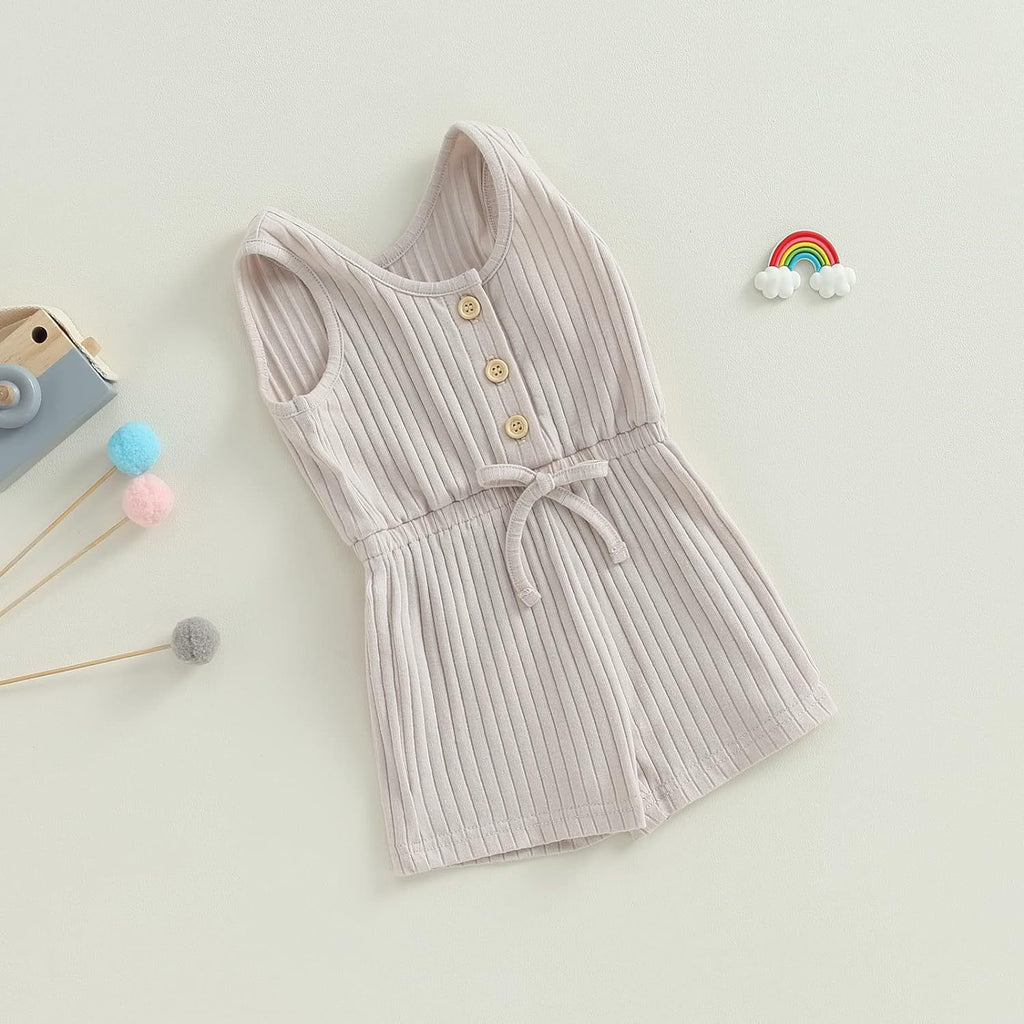Infant Baby Boy Girl Ribbed Sunken Stripe Jumpsuit Bodysuit