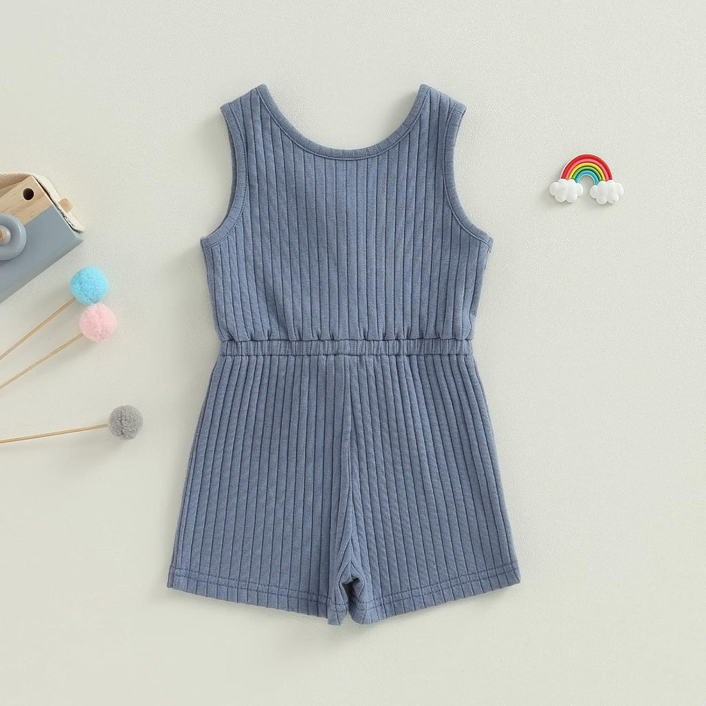 Infant Baby Boy Girl Ribbed Sunken Stripe Jumpsuit Bodysuit