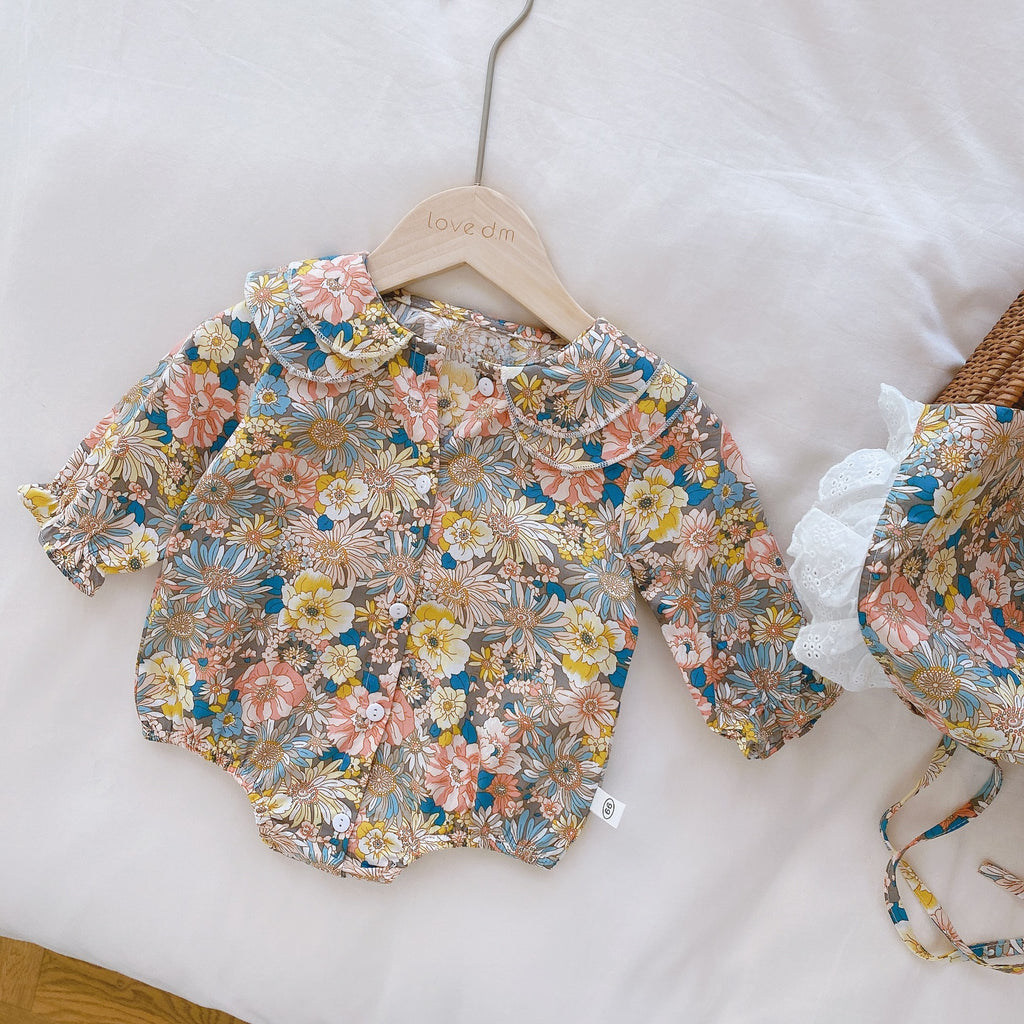Baby Girl Korean Style Lotus Leaf Collar Jumpsuit