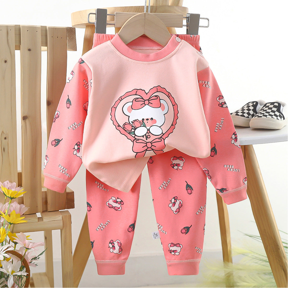 Children's Suit Pure Cotton Long Johns Top & Bottom Baby Clothes Warm