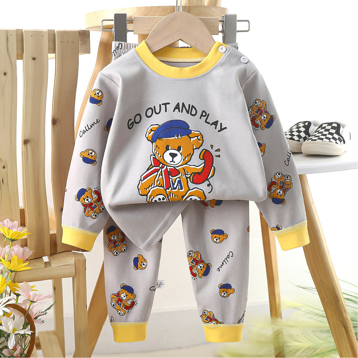 Children's Suit Pure Cotton Long Johns Top & Bottom Baby Clothes Warm