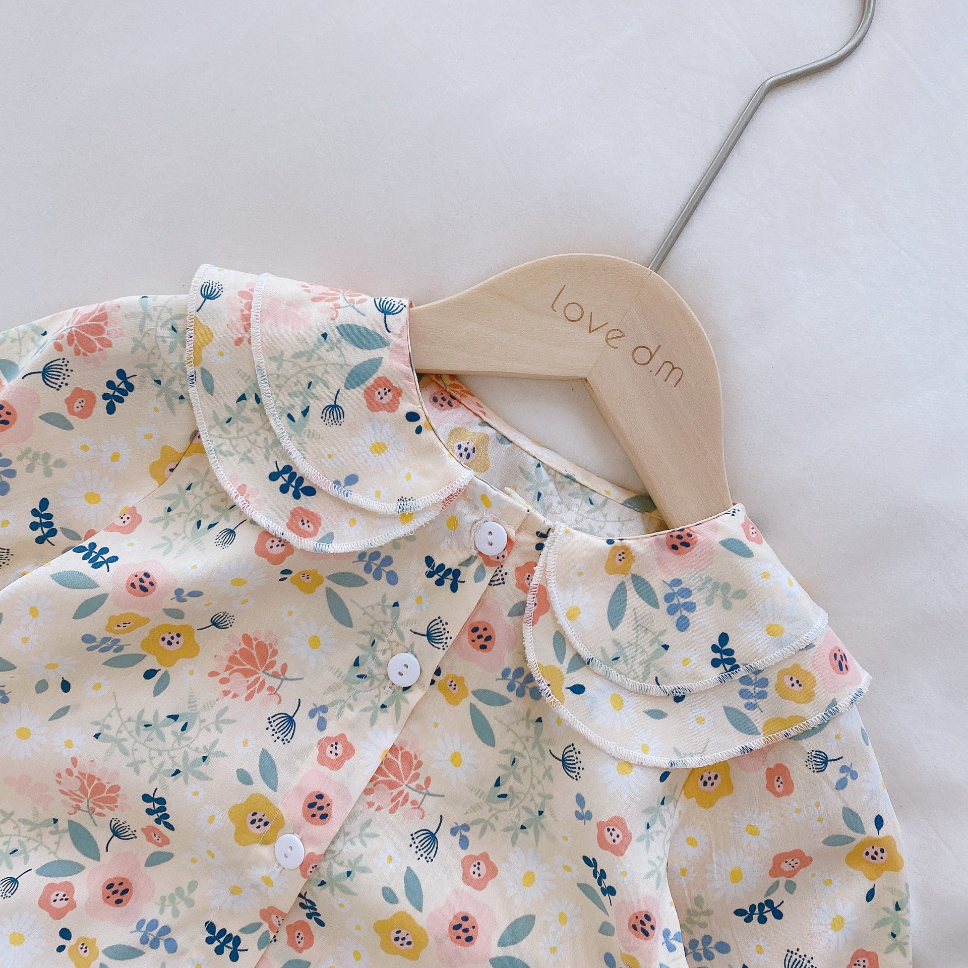 Baby Girl Korean Style Lotus Leaf Collar Jumpsuit