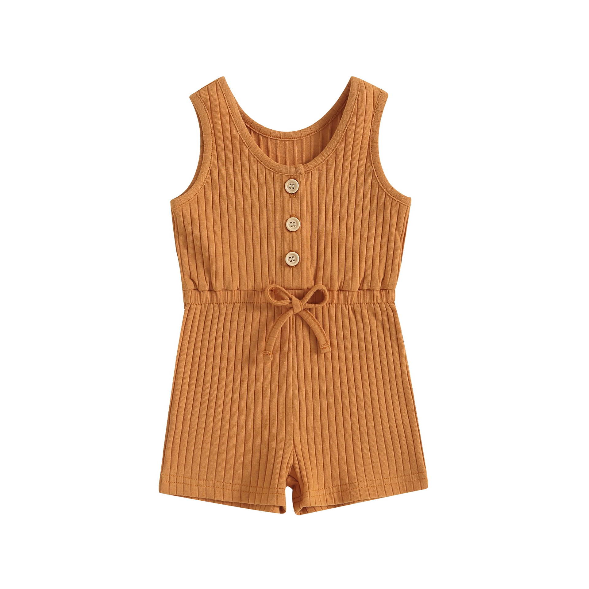 Infant Baby Boy Girl Ribbed Sunken Stripe Jumpsuit Bodysuit